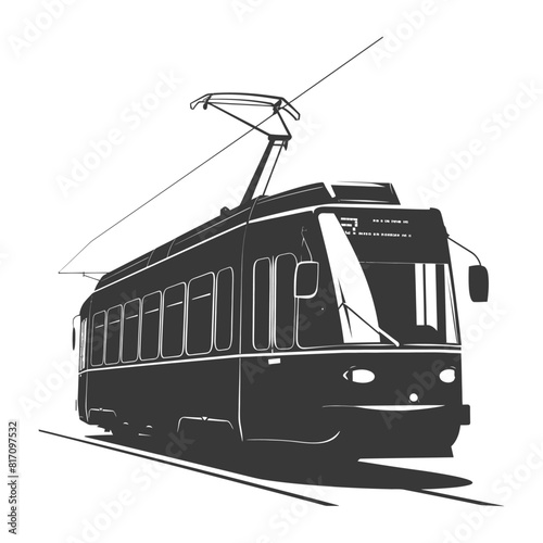 silhouette tram cable car railway black color only