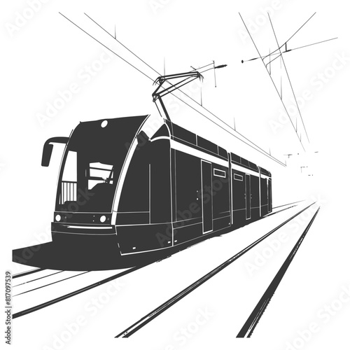 silhouette tram cable car railway black color only