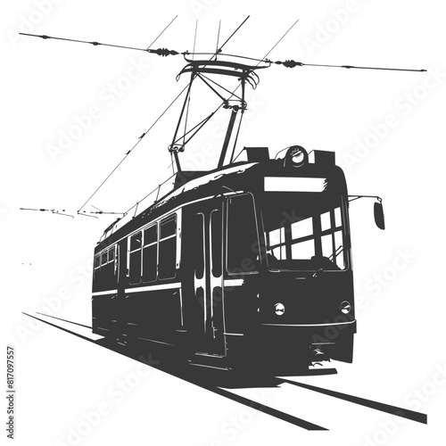 silhouette tram cable car railway black color only