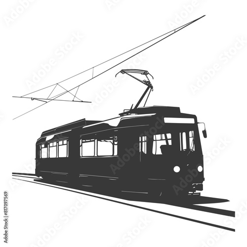 silhouette tram cable car railway black color only