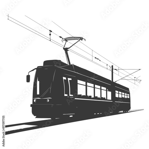 silhouette tram cable car railway black color only