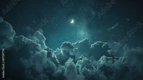 Night sky with clouds nebula