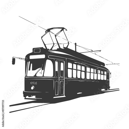 silhouette tram cable car railway black color only