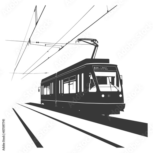 silhouette tram cable car railway black color only