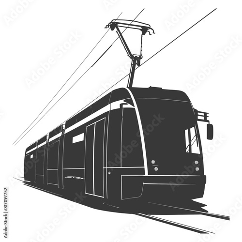 silhouette tram cable car railway black color only