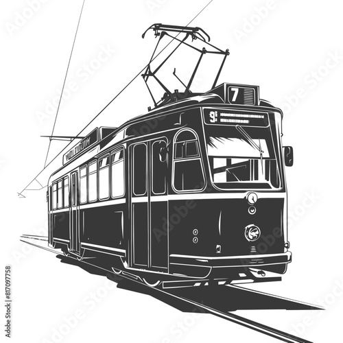 silhouette tram cable car railway black color only