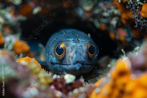 Eel fish slithering through underwater caves, capturing elusive marine life.