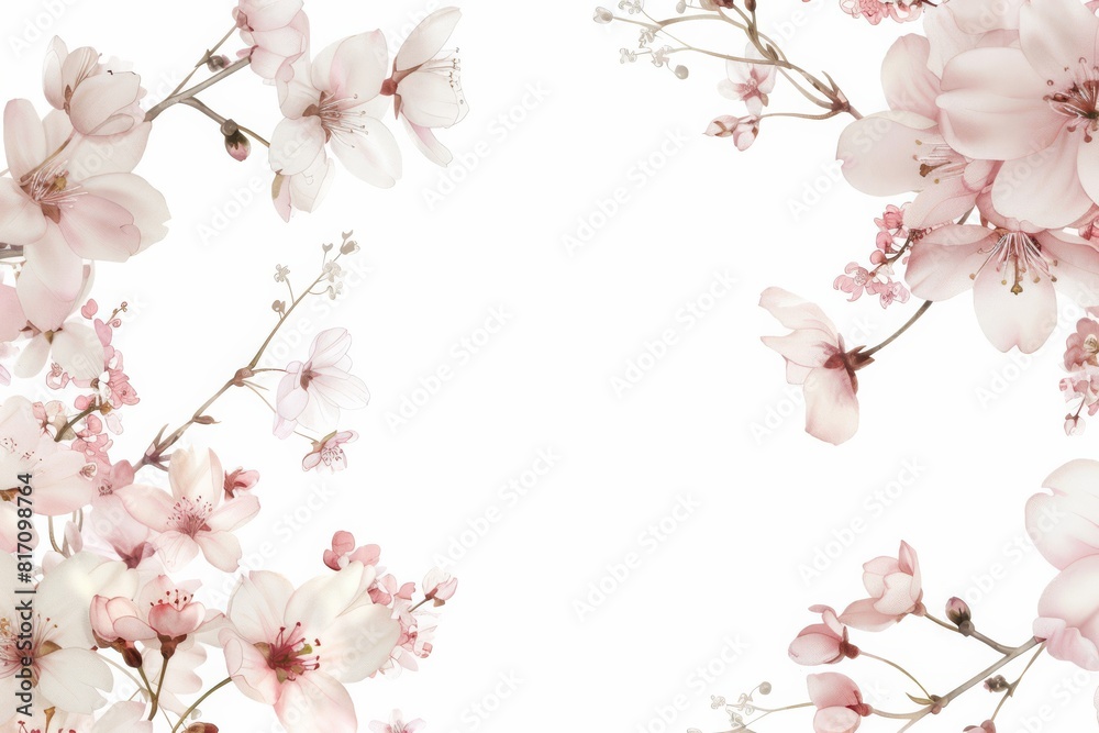 Ethereal Cherry Blossoms in Soft Pink, Captured in a Delicate Watercolor Illustration. Ethereal Cherry Blossoms in Soft Pink, Captured in a Delicate Watercolor Illustration.