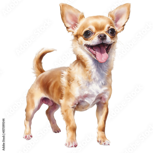 chihuahua watercolor painting clipart on transparent background