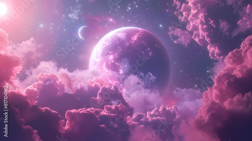 Pink Planet and Nebula