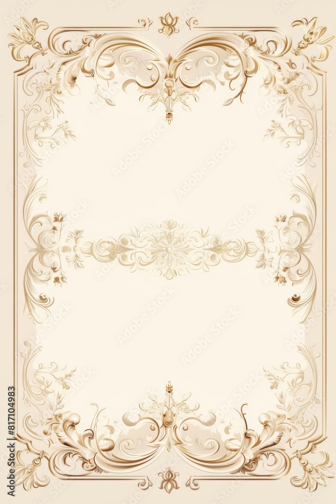 Elegant Gold Filigree Wedding Invitation Card on Cream Background Elegant Gold Filigree Wedding Invitation Card on Cream Background