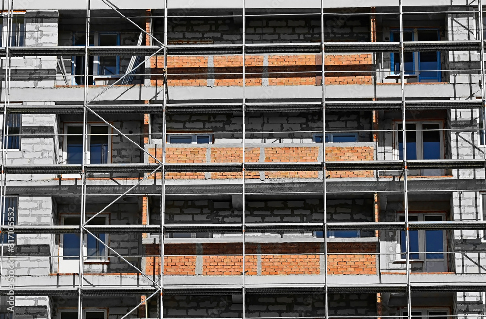 Building construction site with scaffolding Building construction site with scaffolding