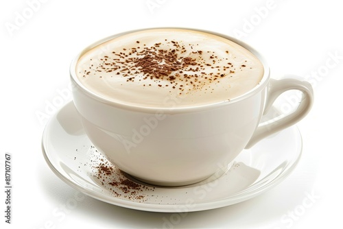Cup of cappuccino coffee isolated on white background