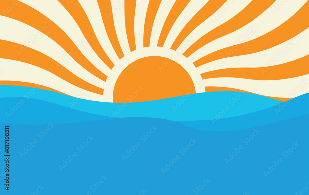 abstract background sun rays and sea