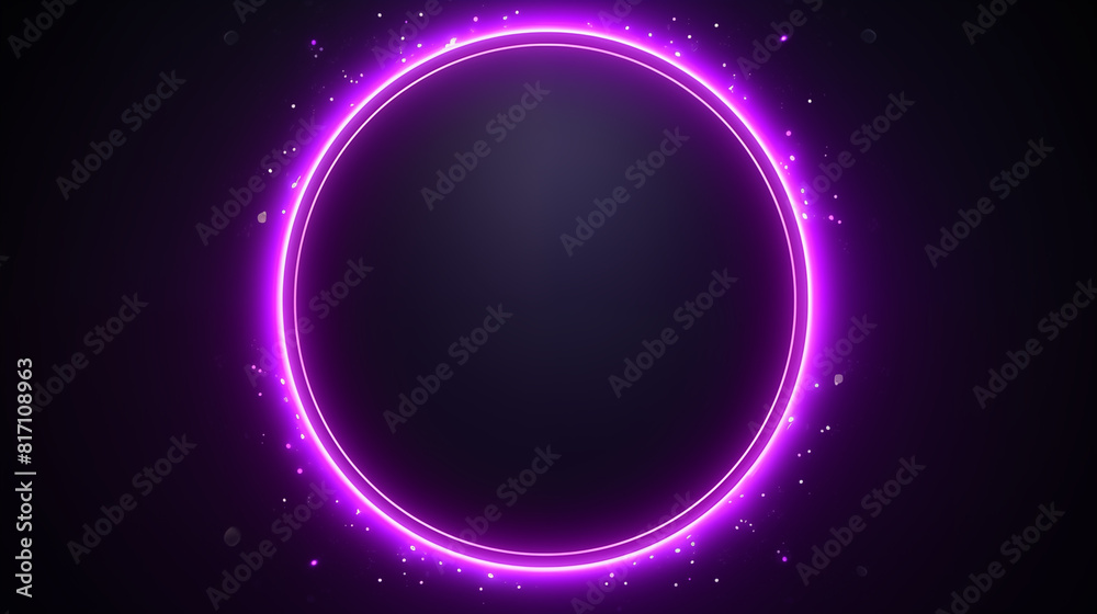 Neon Light purple Circle on a abstract background. Glowing neon light ...
