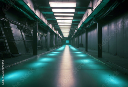 'Sci Basement Green Realistic Glowing Triangle Metal Frame Underground Fluorescent Laser Hangar Dark Warehouse 3D Spaceship Fi Showroom Corridor Blue Steel Futuristic Purple Tunnel Neon poduim' © sandra
