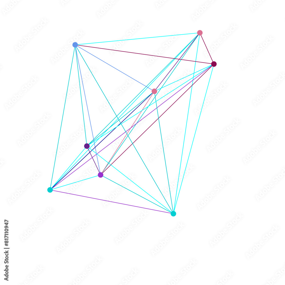 An abstract isolated futuristic node network connection design element.