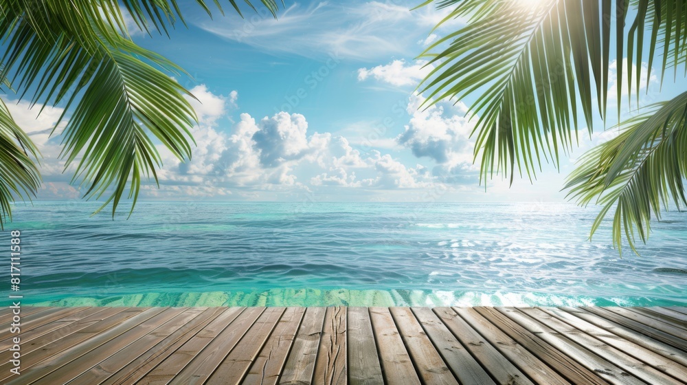Tropical Beach with Wooden Deck