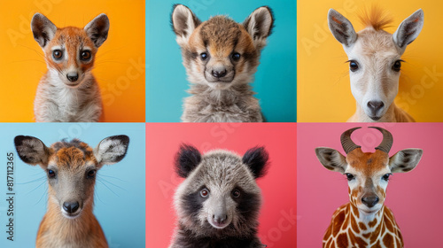 Cute Fantasy Baby Animals on Colorful Backgrounds