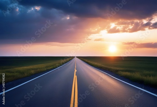 'asphalt empty sunset summer road landscape sky drift brake track driveway fast journey scenery sun light vehicle speed wide highway route china asia destination skyline'