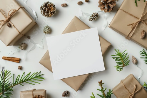 white greeting card without text with decorative background
