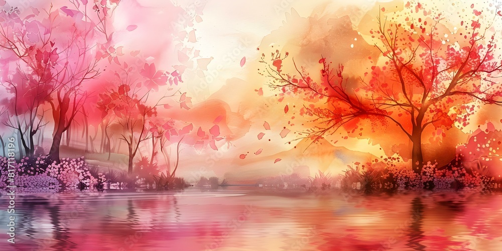 Japanese watercolor art serene scenes soft strokes cherry blossoms nature tranquility. Concept Japan, Watercolor Art, Serene Scenes, Cherry Blossoms, Nature