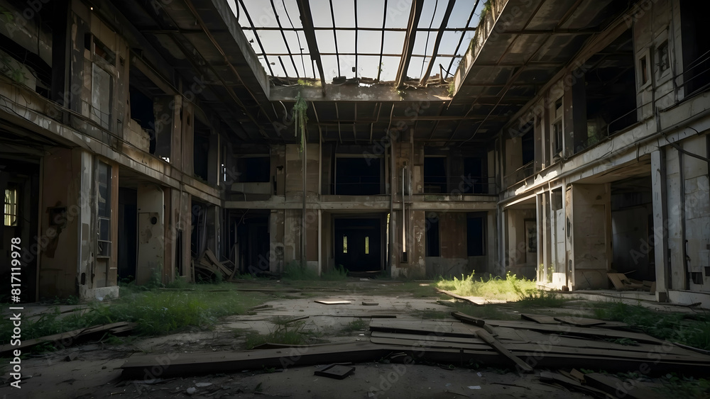 Dilapidated industrial building interior Dilapidated industrial building interior