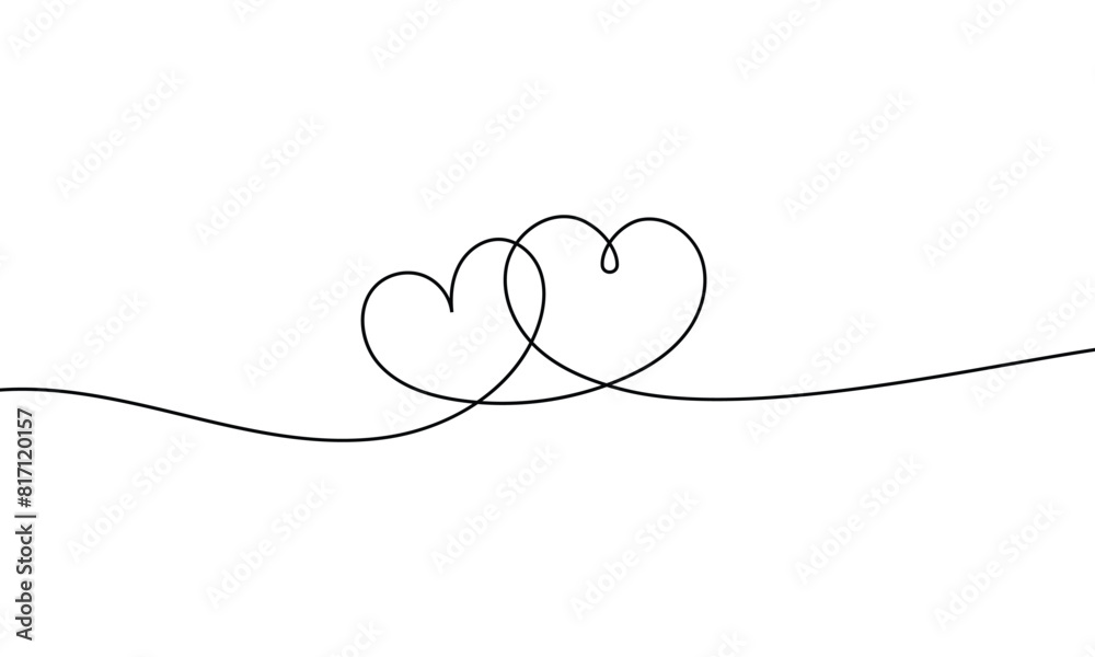 Line art heart border with heart icons. Line art heart border with heart icons.