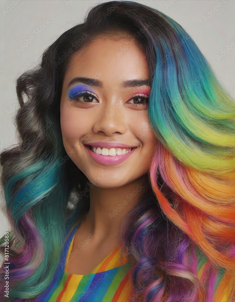 Obraz premium Young Woman with colorful dyed hair