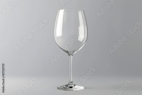 A detailed mockup of a blank wine glass on a solid light gray background