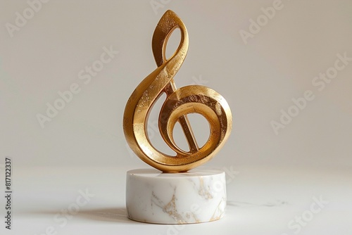 gold music note award on white background