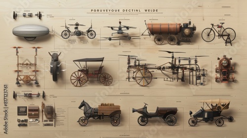 Visual Timeline of Transportation Evolution: From Horse-Drawn Carriages to Autonomous Drones