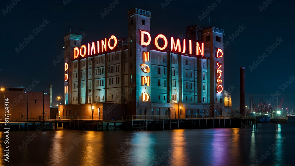 Obraz premium Illuminated Domino sugar factory at night