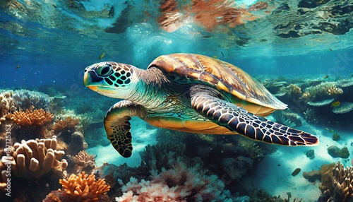 sea turtle swimming