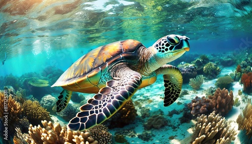 sea turtle swimming © Frantisek