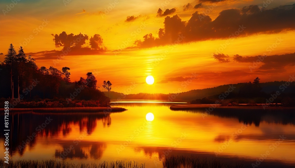 Obraz premium sunset over lake