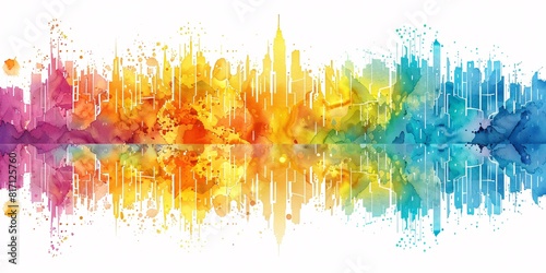Multicolored sound wave pattern displayed on a white background  showcasing vibrant frequencies and wavelengths