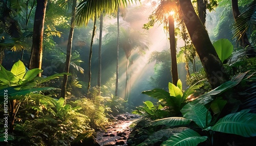 tropical forest in the morning