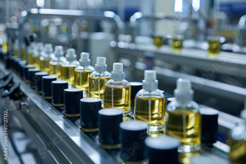 Production of perfume. Manufacturing and filling perfume bottles