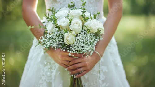 Bride Holding a Floral Bouquet