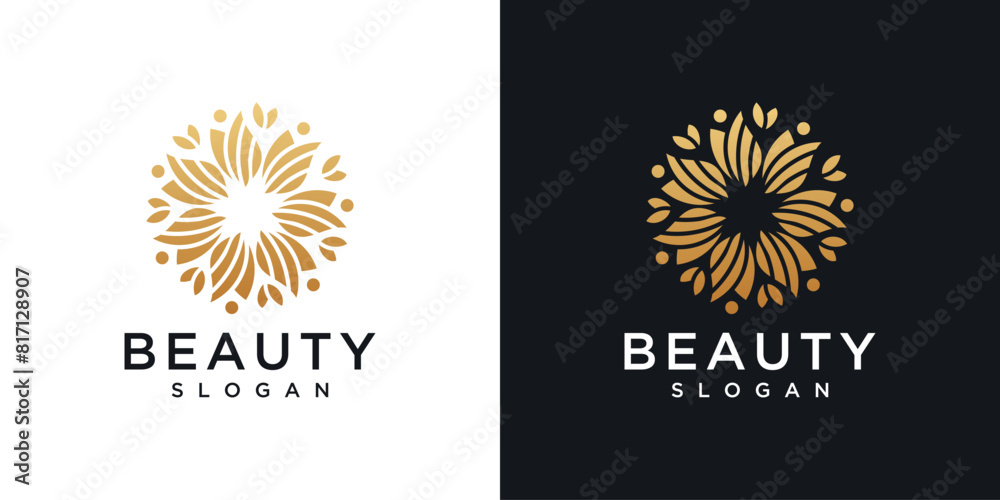 Fototapeta premium Luxury logo design concept. flower logo template .beauty or spa logo 