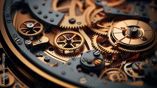 Close-up view of complex watch gears  exemplifying fine engineering and mechanical artistry in horology.