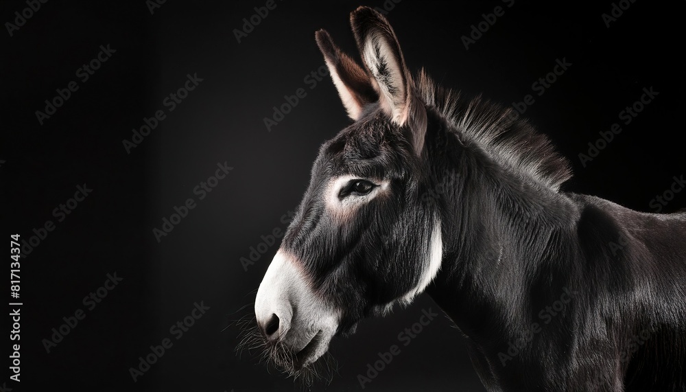 Fototapeta premium donkey close up head on black background