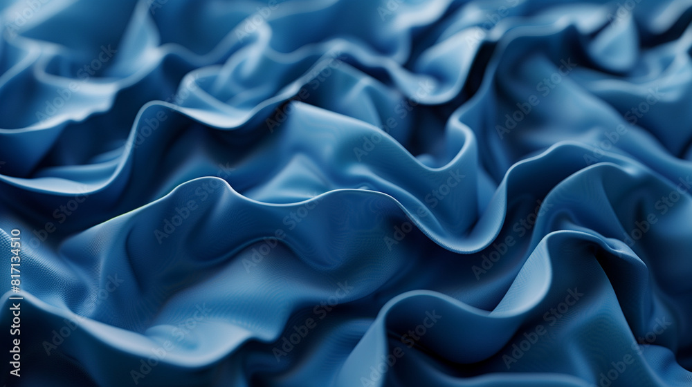 Obraz premium abstract background with blue wavy ribbons, folded cloth macro