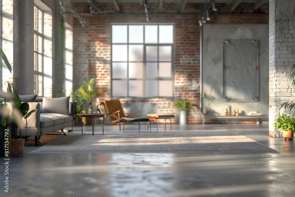 Modern home loft interior background 3d render