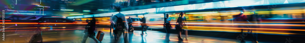 Vibrant Blur of Motion in Urban Night Transit