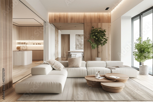 Modern home mockup interior background 3d render