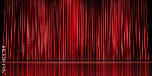 Mysterious red theater curtains with reflective floor