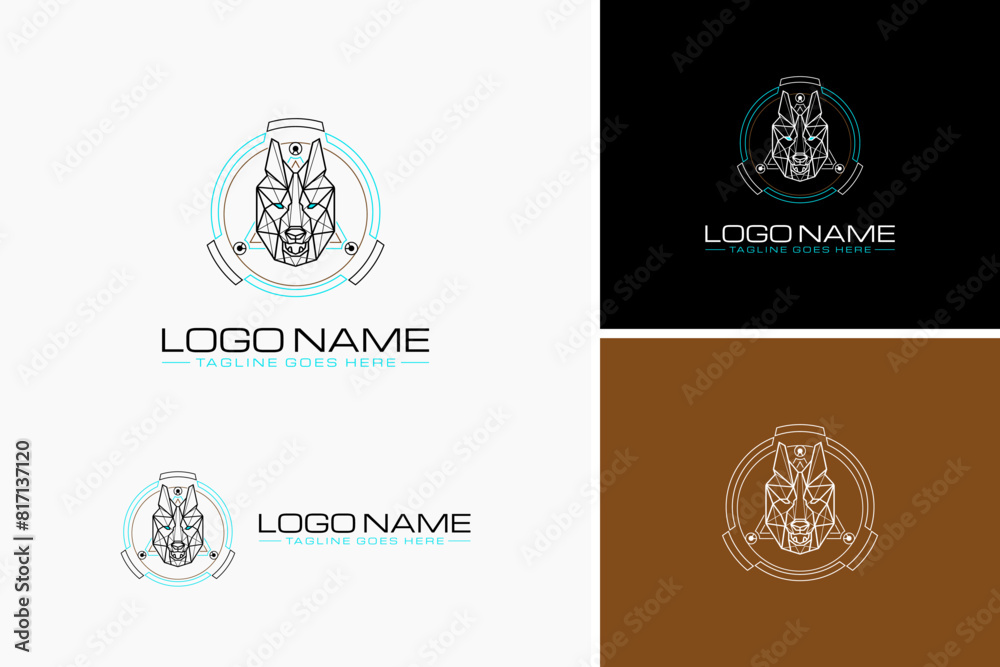 Abstract technology animal fox vector logo template Abstract technology animal fox vector logo template