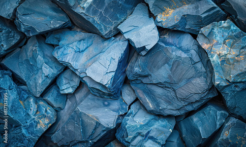 Detail of a jagged blue rock face with natural patterns. Generate AI photo